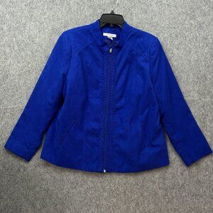 Allison Daley Faux Suede Zip Up Jacket Women's Size 16 Petite Blue Lined